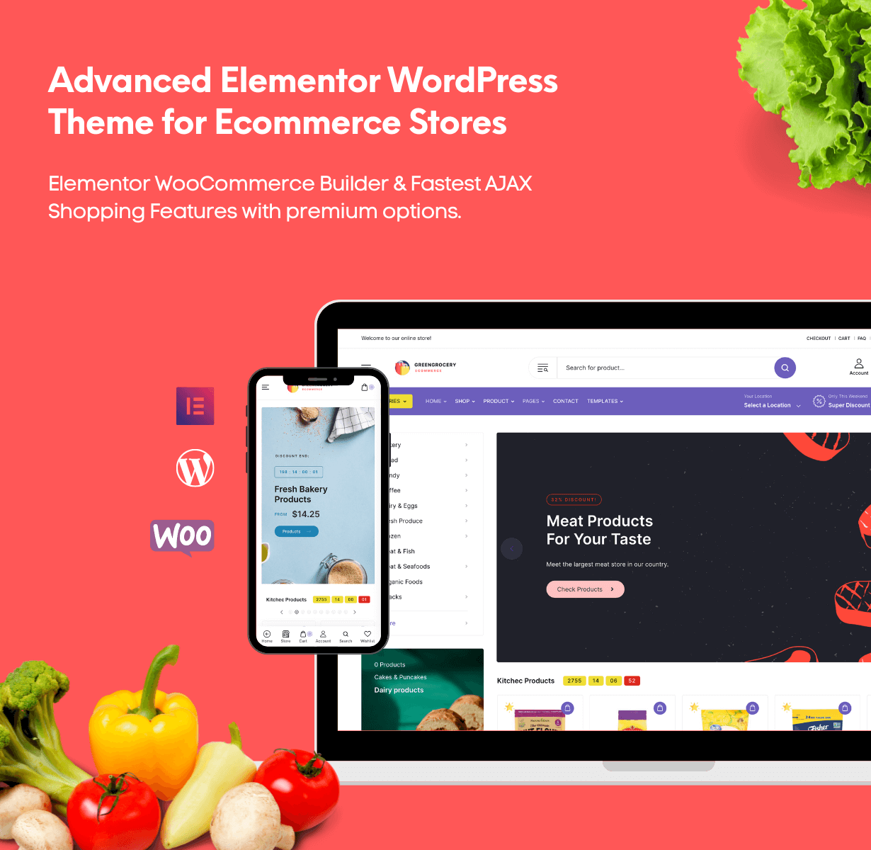 GreenGrocery - Best Rated Elementor WooCommerce Home page Theme