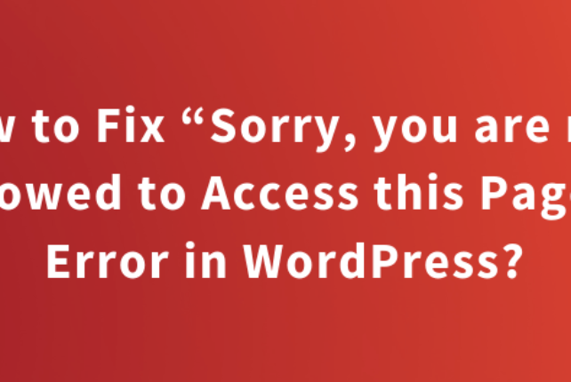 How to Fix “You Are Not Allowed to Access This Page Error”