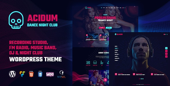 Acidium Elementor WordPress Nightclub Themes
